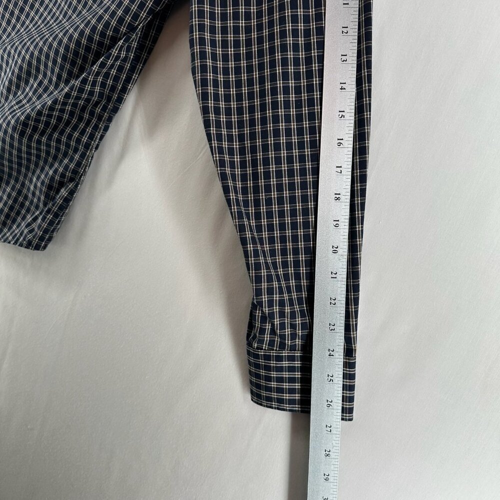 Banana Republic Button Up Shirt L Black Plaid Long Sleeve Non Iron Standard Fit - Picture 9 of 12